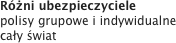 Różni ubezpieczycielepolisy grupowe i indywidualnecały świat