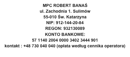 MPC ROBERT BANAŚ ul. Zachodnia 1. Sulimów 55-010 Św. KatarzynaNIP: 912-144-20-84 REGON: 932130089 KONTO BANKOWE: 57 1140 2004 0000 3402 3444 901
kontakt : +48 730 040 040 (opłata według cennika operatora)e-mail:biuro@wakacjenakredyt.pl